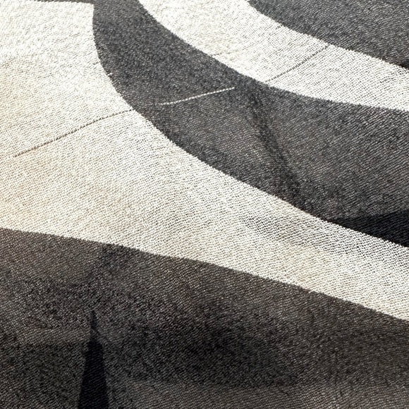 ANALILI Black White Silk Floral Dress Sheer Long Sleeve Slip Lined l Sz L *READ* - Picture 9 of 10